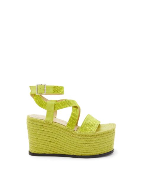 Loewe Petal espadrille platform in suede calfskin and rhinestones