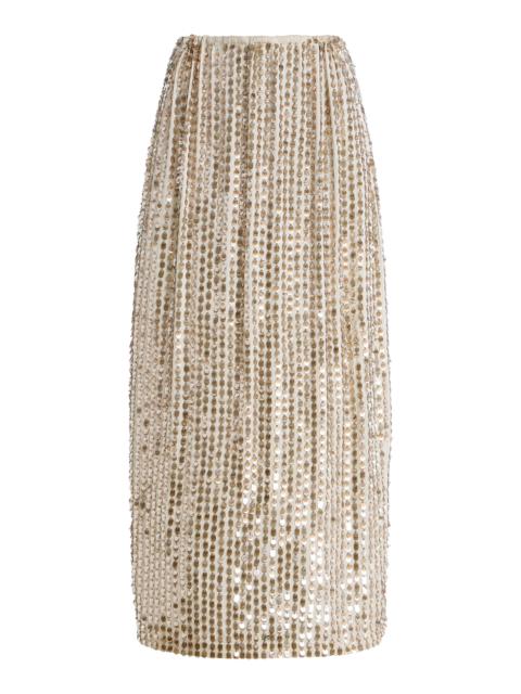 ZANKOV Marcella Embellished Stretch-Silk Skirt multi