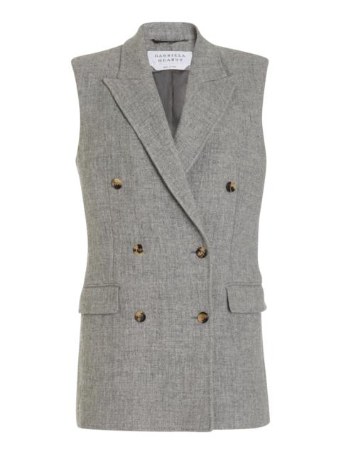 GABRIELA HEARST Mayte Vest in Light Grey Cashmere Linen