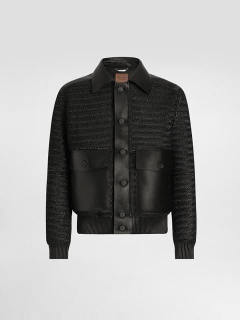 Dolce & Gabbana Leather and raffia mesh jacket