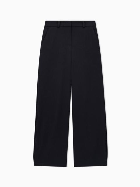 GIORGIO ARMANI FLAT FRONT TUXEDO WOOL TROUSERS WITH A HIDDEN SIDE PLEAT