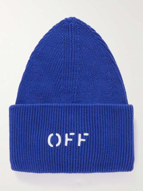 Off-White Logo-Appliquéd Ribbed Cotton and Cashmere-Blend Beanie