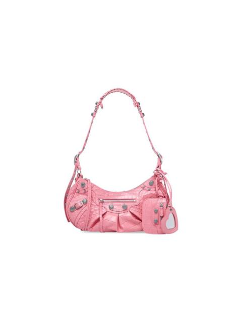 BALENCIAGA Women's Le Cagole Small Shoulder Bag Crocodile Embossed in Pink