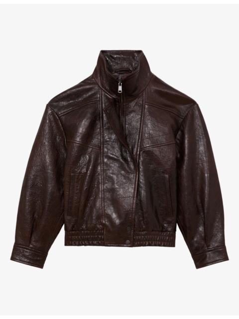 REISS Petra Oversized Leather Jacket