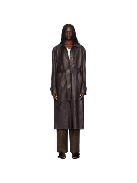 MAGDA BUTRYM Brown Belted Leather Trench Coat