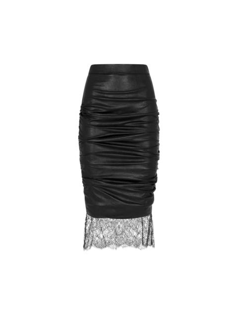 TOM FORD FAUX LEATHER RUCHED SKIRT