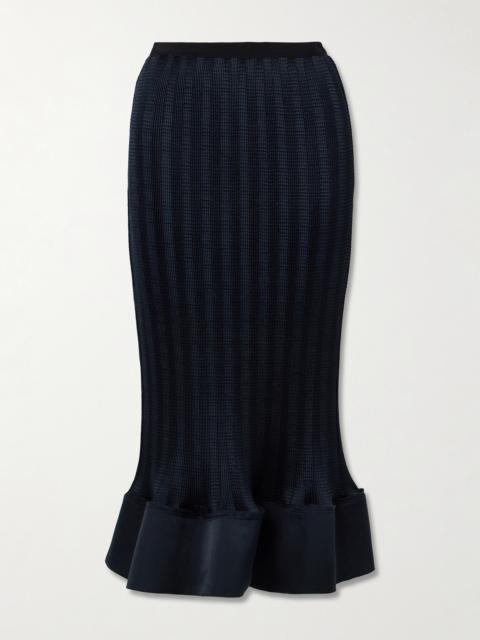 SIMKHAI Hollis Shirred Satin Midi Skirt