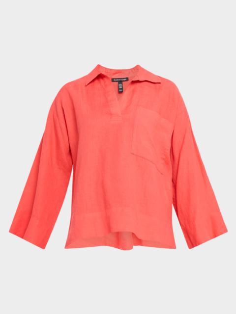 EILEEN FISHER Boxy Organic Linen Shirt