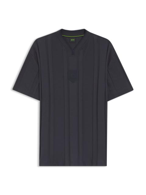 BOSS TEXTURED-STRIPE T-SHIRT IN COTTON