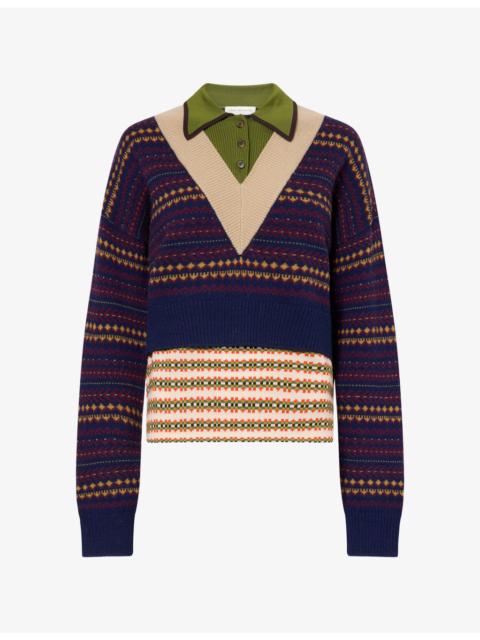 Dries Van Noten Toinette Contrast Wool-Blend Knit Jumper