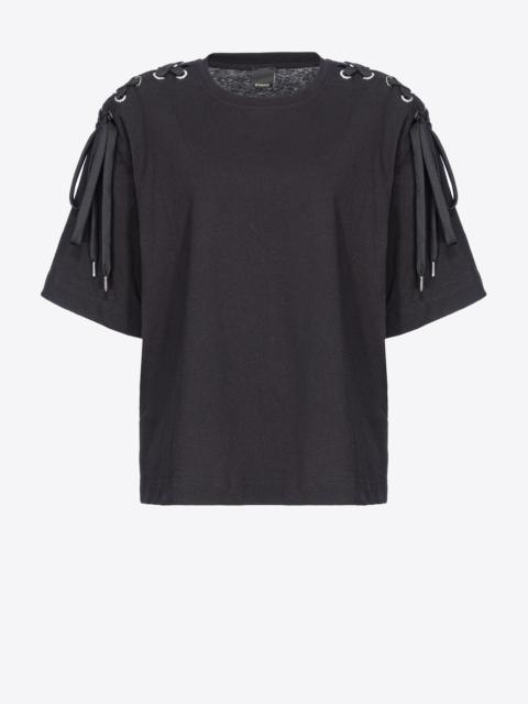 T-SHIRT WITH CRISS-CROSSING SHOULDER LACING