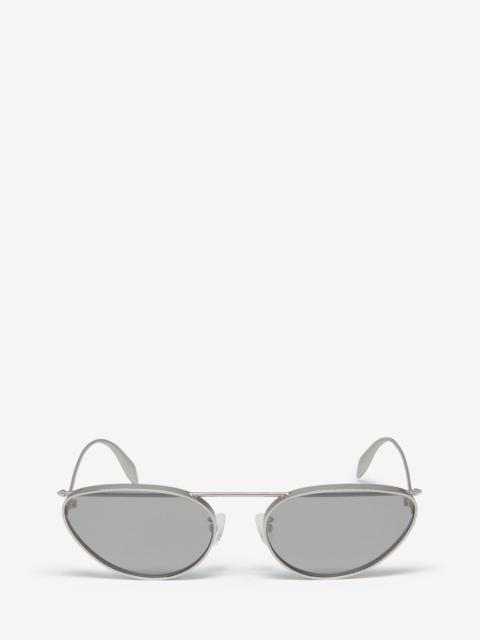 Women's Front Piercing Cat-eye Sunglasses in Silver