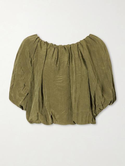 SIMKHAI Anni Cropped Gathered Crepon Blouse
