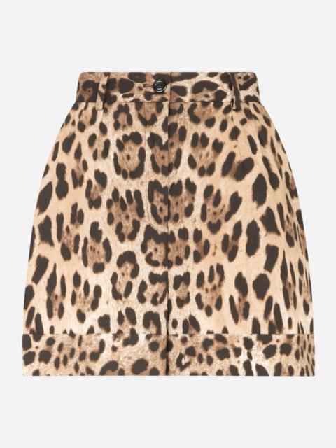 Dolce & Gabbana Leopard-print poplin shorts