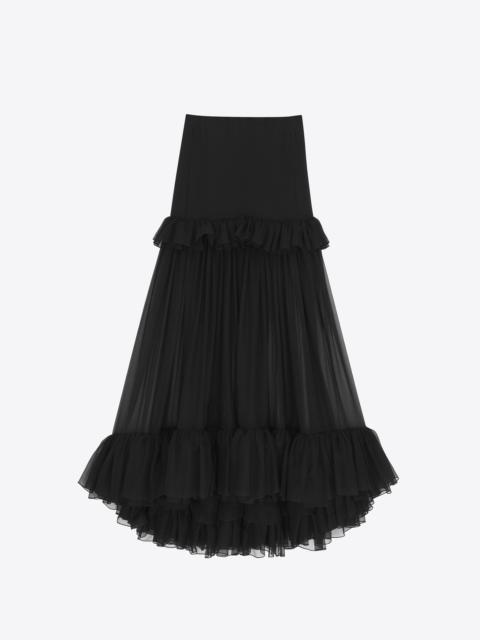 ruffled long skirt in silk