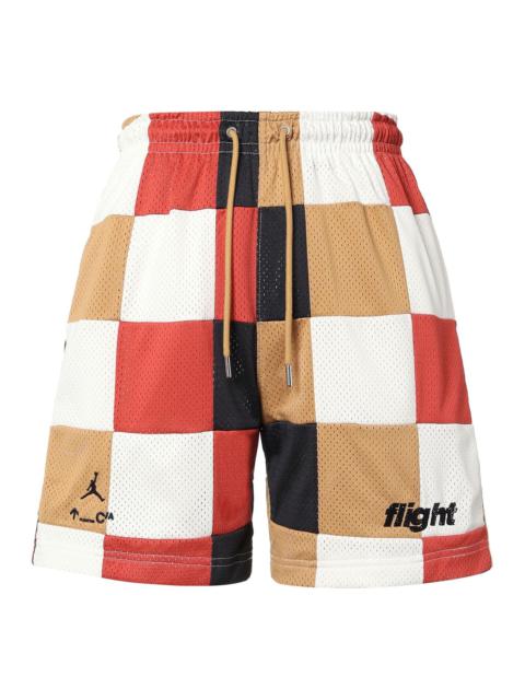 Jordan Men's Air Jordan Loose Plaid Colorblock Mesh Shorts Red Clay Element Gold Colorblock DQ8348-662