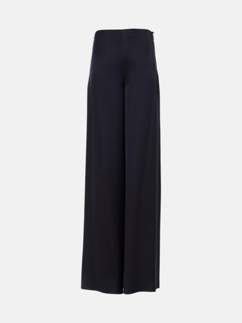 Dresden silk satin wide-leg pants