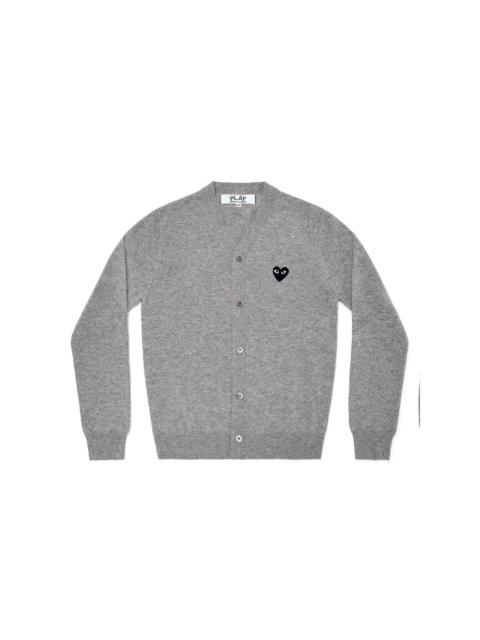 Comme des Garçons PLAY UNISEX V-NECK KNIT CARDIGAN BLACK HEART - LIGHT GREY