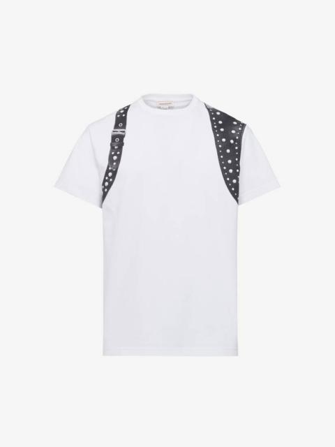 Alexander McQueen Men's Studded Harness T-shirt in White/black