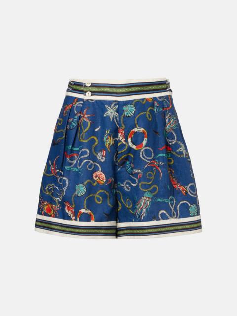 ALÉMAIS Cove printed linen shorts