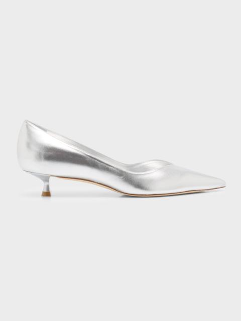 Stuart Weitzman Eva Metallic Kitten-Heel Pumps