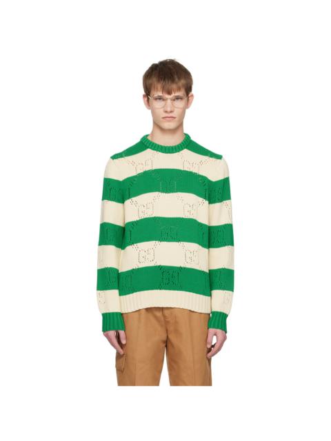 GUCCI Green & Off-White GG Stripe Sweater