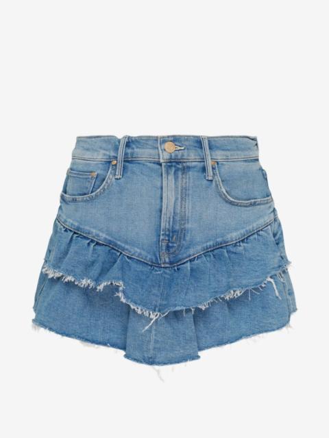 MOTHER Ruffle My Feathers denim mini skirt