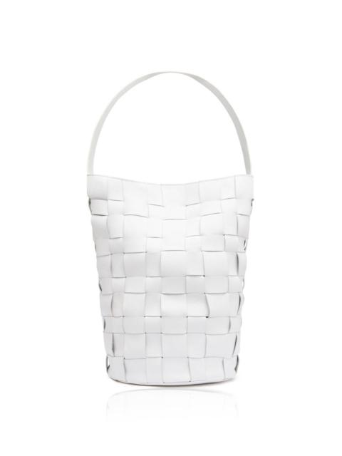 ST. AGNI Woven Leather Bucket Bag white