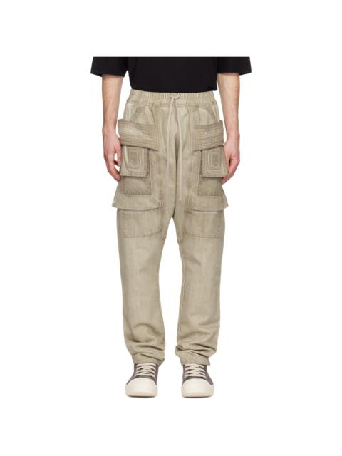 Rick Owens DRKSHDW Beige Temple Creatch Denim Cargo Pants