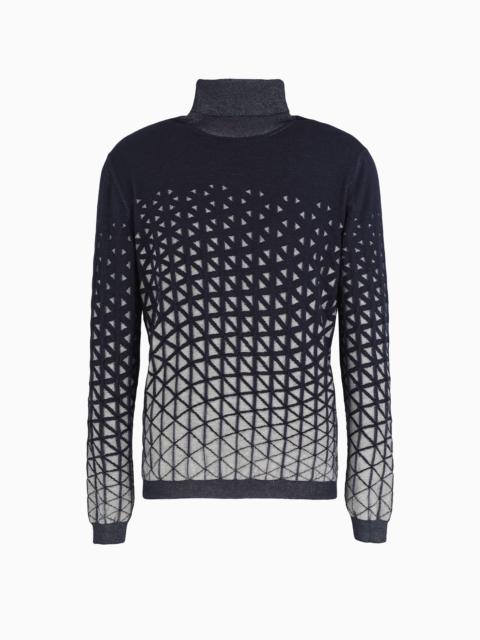 GIORGIO ARMANI Plated jacquard wool and viscose rollneck jumper