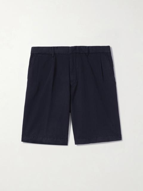 ZEGNA Straight-Leg Pleated Cotton and Linen-Blend Twill Shorts
