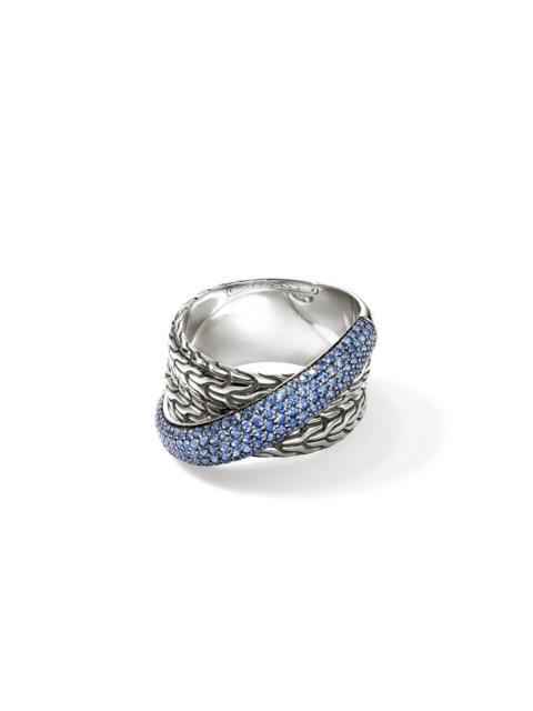 JOHN HARDY JH Essential Pavé Crossover Ring, Sterling Silver, Gemstones