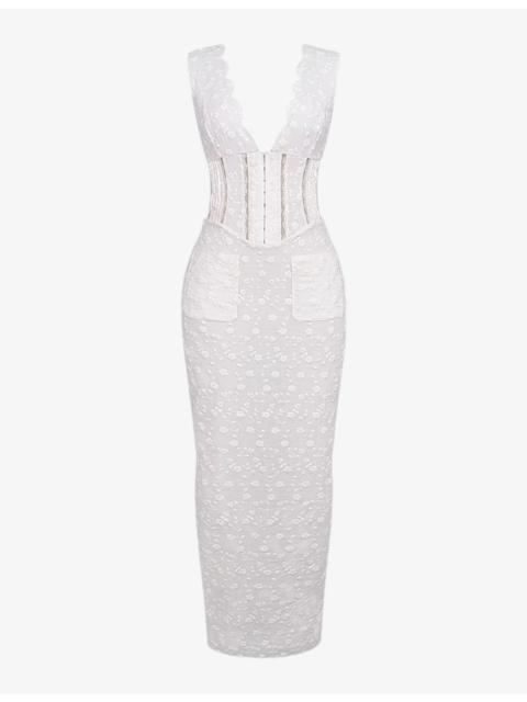 House of CB Sophina broderie-anglaise cotton-blend maxi dress