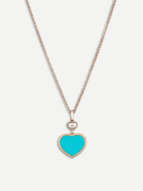 Chopard Happy Hearts 18ct rose-gold, diamond and turquoise necklace