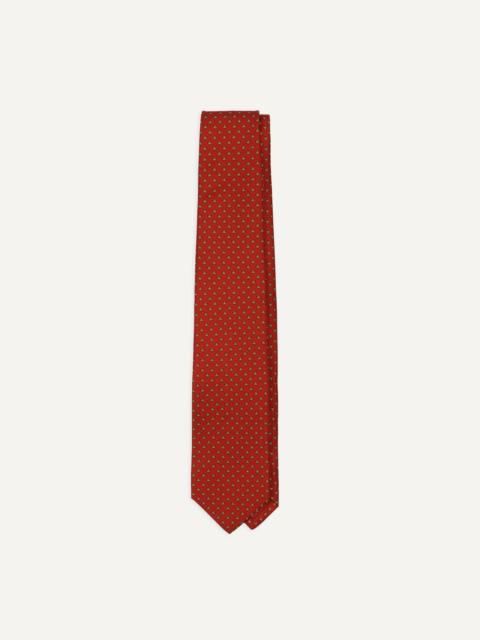 Drake's Orange Mini Flowers Tile Print Silk Self-Tipped Tie