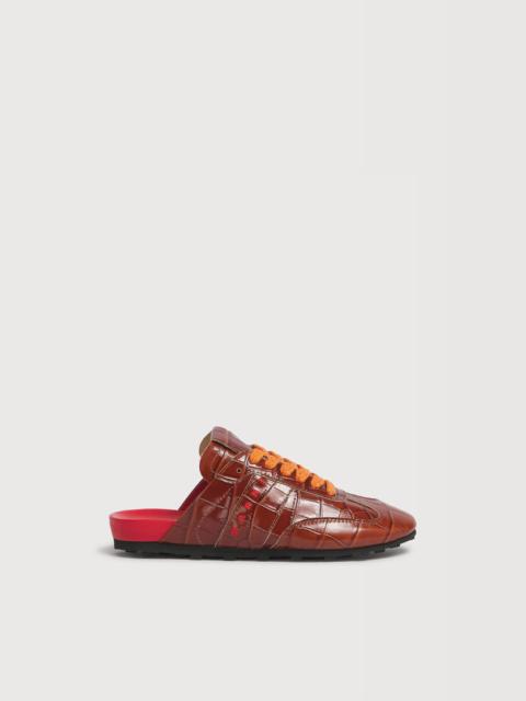 Marni BROWN CROC-EFFECT LEATHER SOFTY SOCCER SLIP-ON SNEAKER