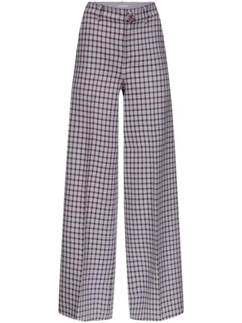 checked wide-leg trousers