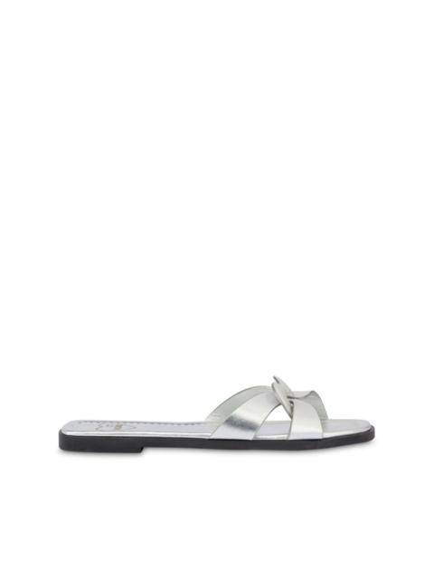 Moschino metallic-leather slides