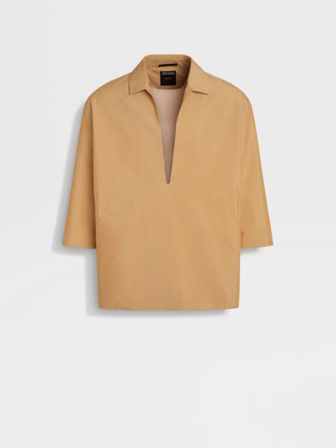 ZEGNA DARK BEIGE OASI LINO SHIRT