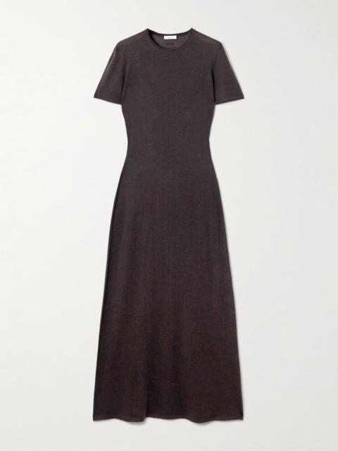 FERRAGAMO Cashmere, wool and silk-blend midi dress Brown