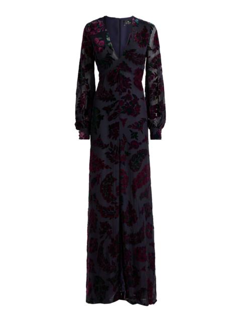 Etro Velvet Burnout Maxi Dress multi