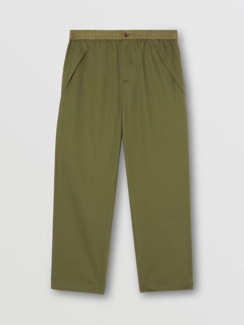 Contrast Trim Cotton Twill Trousers