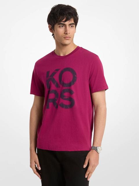 MICHAEL KORS Floral Print Logo Cotton T-Shirt