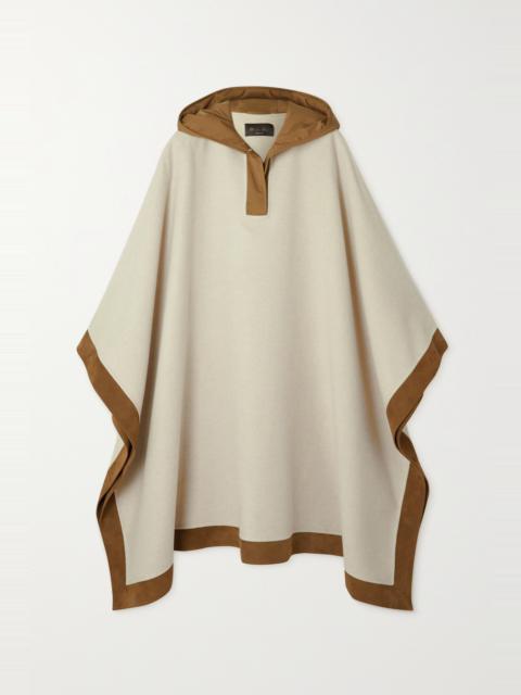 Chandra hooded suede and shell-trimmed cashmere cape