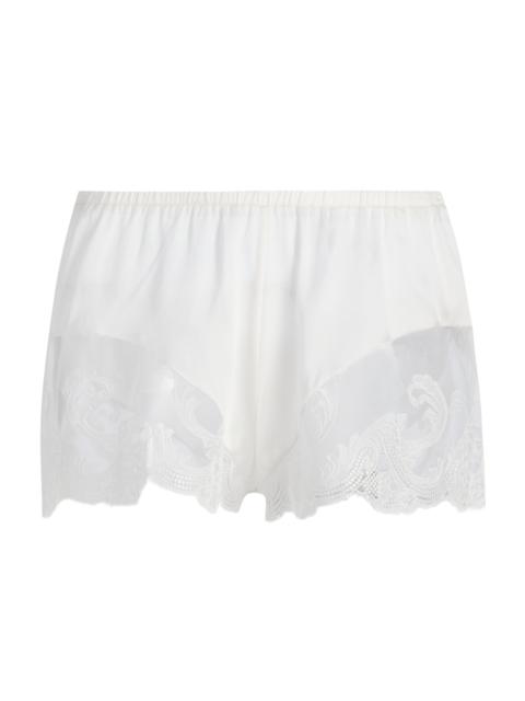 KIKI DE MONTPARNASSE Women's Voltaire Lace-Trim Stretch-Silk Shorts - Ivory