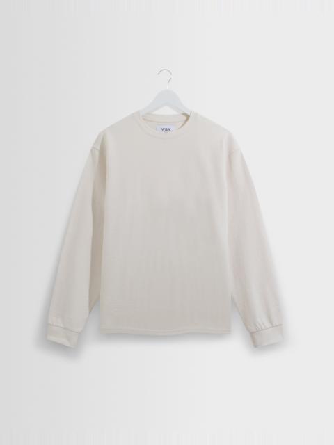 Wax London Hayden - Ecru Textured Organic Cotton Long Sleeve T-Shirt