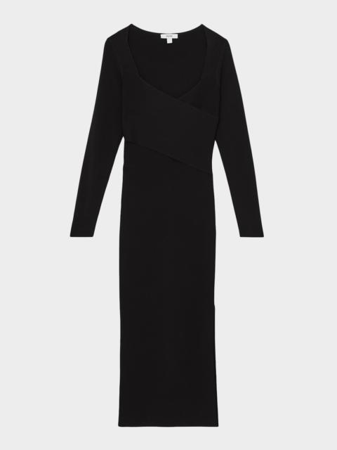 REISS Sophia Wrap-Front Knit Bodycon Midi Dress