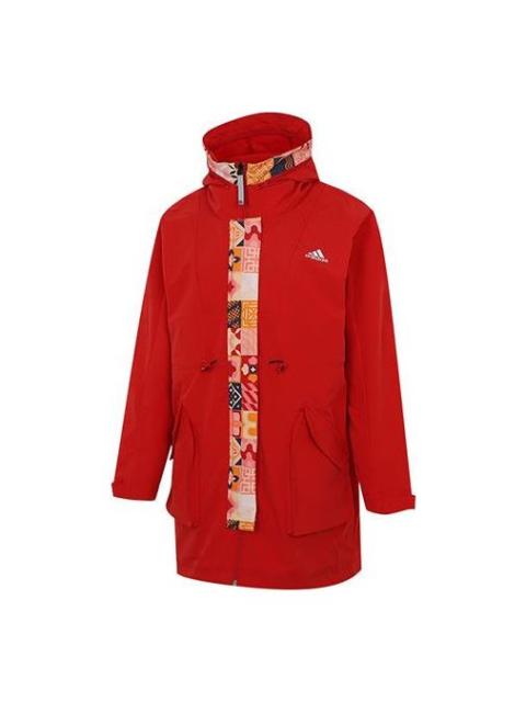 adidas (WMNS) adidas Cny Long Jkt Limited Fleece Lined Stay Warm Mid-Length Woven Hooded Jacket Red HI3263
