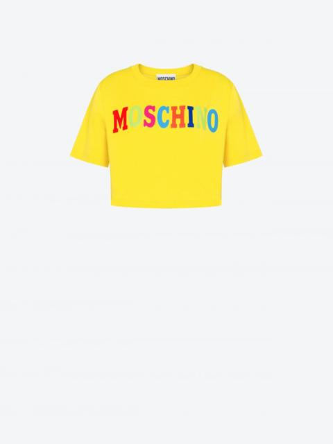 Moschino MULTICOLOR LOGO ORGANIC JERSEY CROPPED T-SHIRT