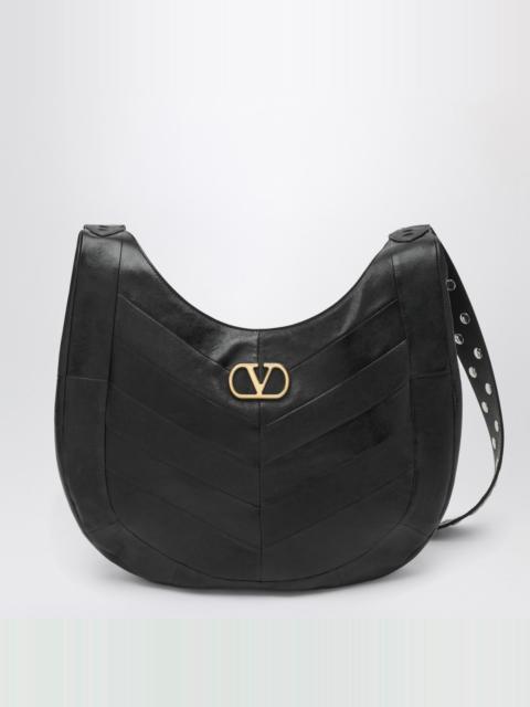Valentino Medium Hoboho bag in black chevron-pattern nappa